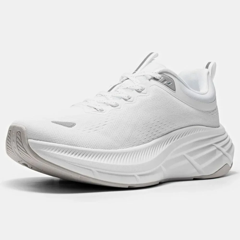 Men's White Low Top Lace-Up Athletic Sneakers Cushioned EVA Midsole
